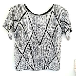 Vintage Joseph Le Bon silver sequin silk top